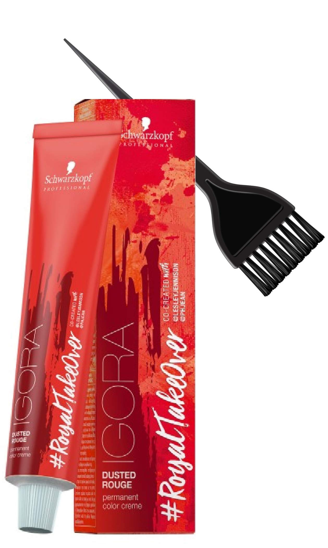Schwarzkopf IGORA Royal Takeover DUSTED ROUGE Permanent Hair Color Creme (with Sleek Tint Applicator Brush) Haircolor Cream #RoyalTakeover (6-491)