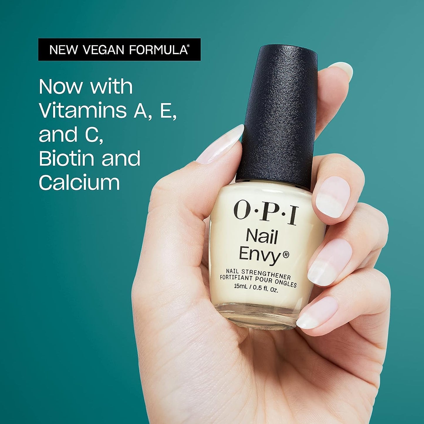 Cadet Blue Bundle of OPI xPress/On Press On Nails, With Nail Glue, Long Neutral Coffin Shape Nails, Bubble Bath + OPI Nail Envy, Nail Strengthening Treatment, Stronger Nails in 1 Week, Vegan Formula, 0.5 fl oz
