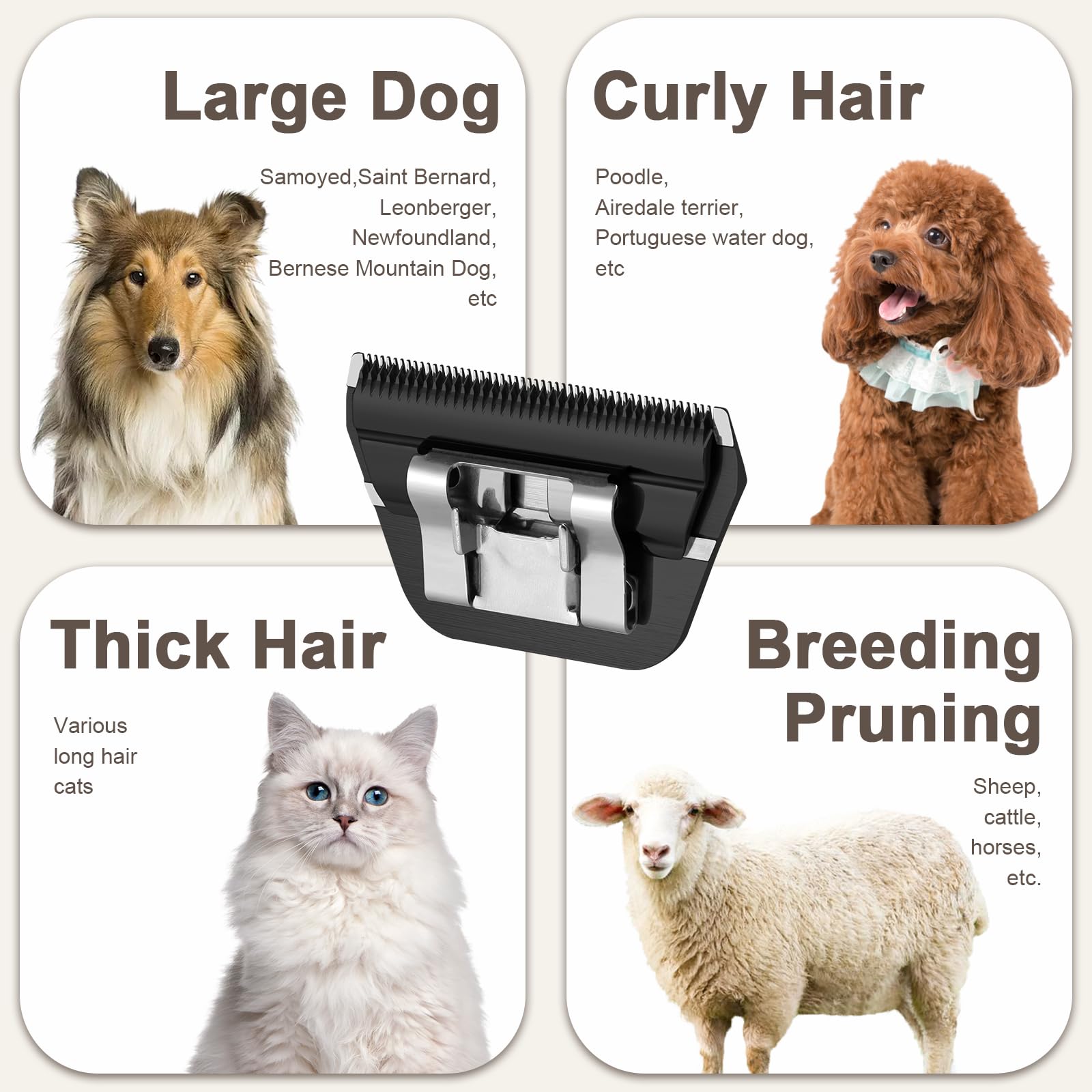 DODAER 30W+10W+7FW+5FW+4FW Wide Blades for Dog Grooming,Compatible with Andis,Oster A5,Wahl km10 Clippers,Cutting Length 1/50" to 3/8",5 Pack(Black)