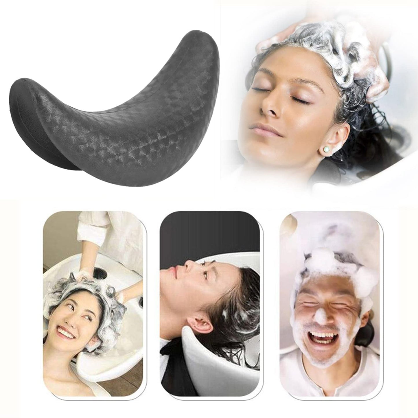 White Smoke Ejoyous Shampoo Bowl Neck Pillow, Salon Spa Hair Beauty Washing Sink Shampoo Bowl Neck Rest Cushion Gel, Neck Rest for Shampoo Bowl, Sink Basin Accessory