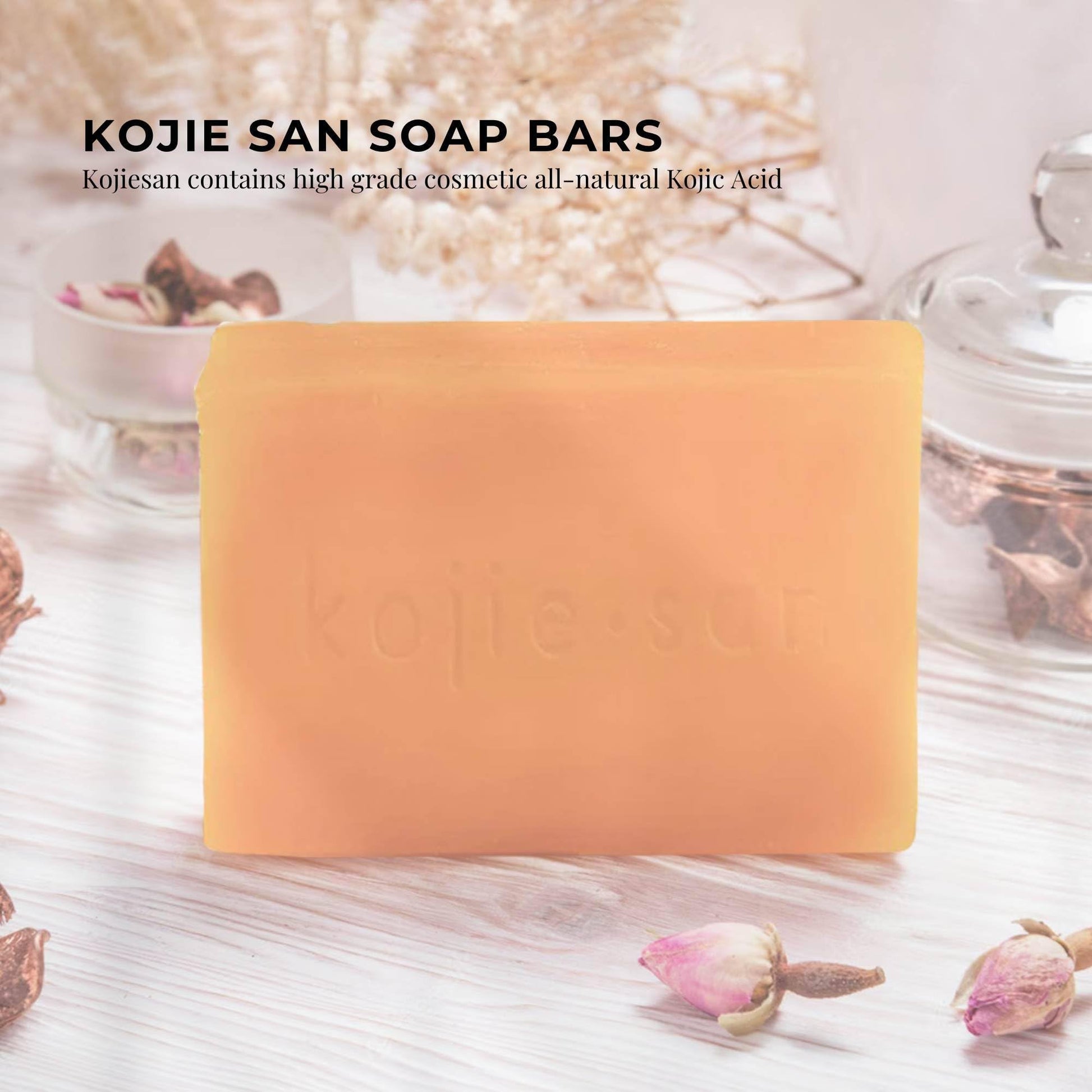 Dark Salmon Kojie San Original Kojic Acid Soap for Face and Body – Dark Spot Remover, Gentle Cleansing Bar with Coconut Oil, Tea Tree Oil, and Glycerin – Helps Improve Skin Appearance – 65g x 1 Bar