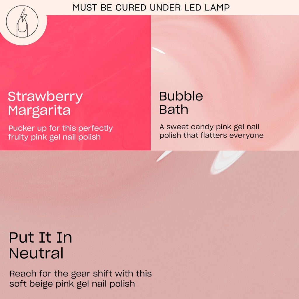 OPI GelColor Iconic Pink Shades Gel Nail Polish Trio Bundle | Strawberry Margarita + Bubble Bath + Put It in Neutral Crème UV Cure Gel Polish Colors