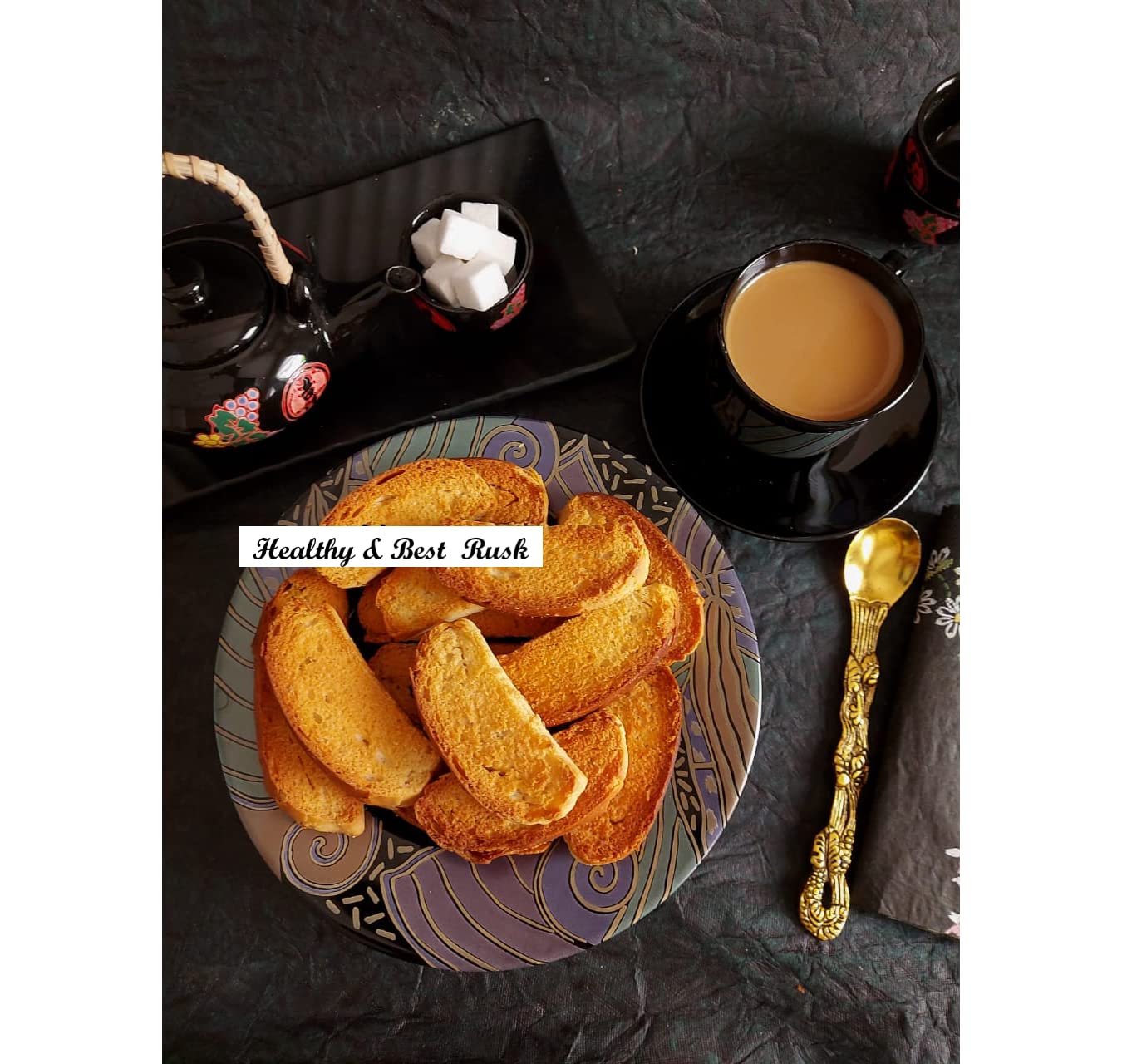 Black Crispy Calcutta Handcrafted Suji Rusks/Milk Toast/Rusk/Toast/Premium Butter Rusk/Toast-850g(850g*1Pac)