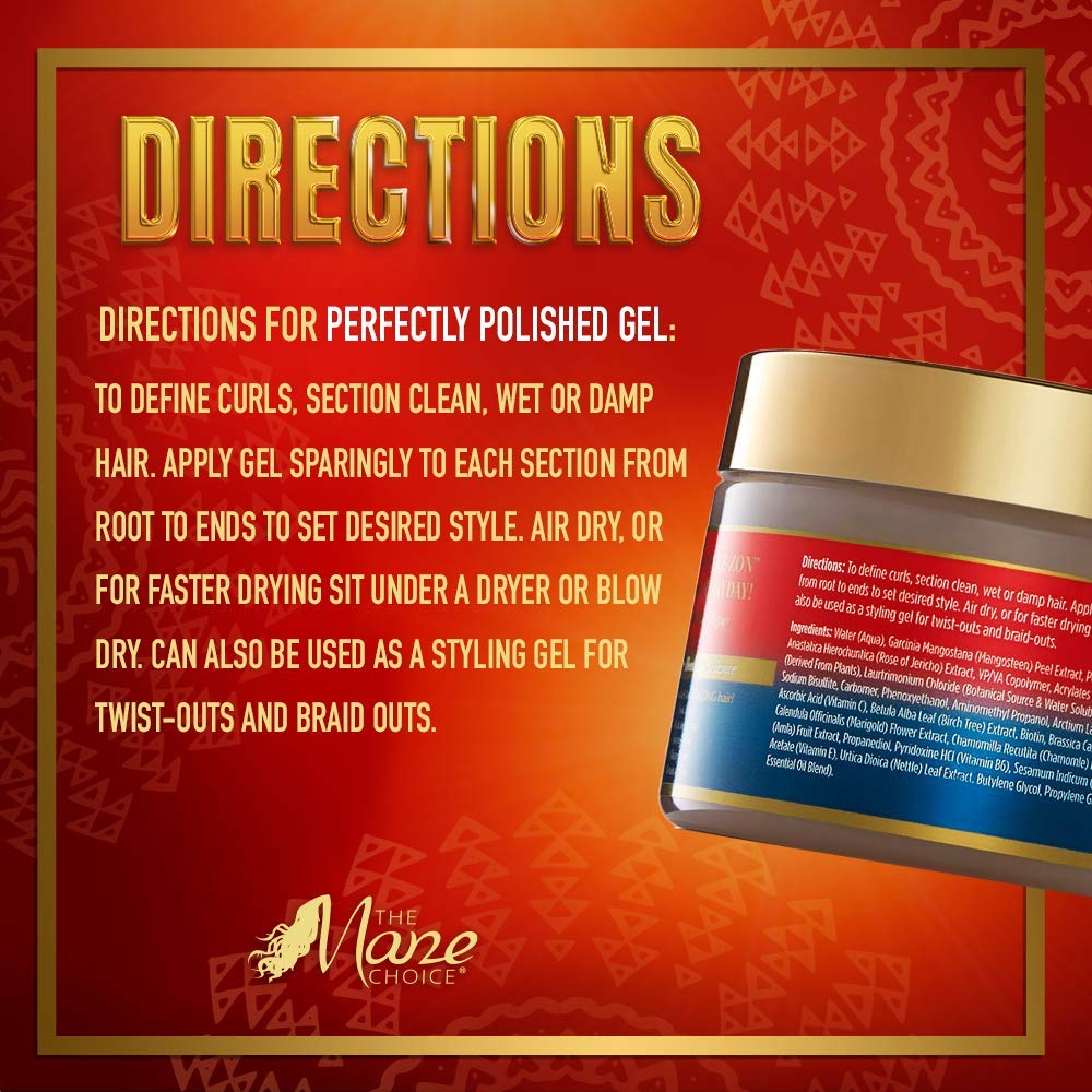 The Mane Choice A-MAZ-ZON HAIR DAY - PERFECTLY POLISHED GEL - A Smooth Hold thats Non Drying and Flake-free - Infused with Biotin, Rose of Jerico, Amla Oil, Vitamins C,D,E (12 OZ)