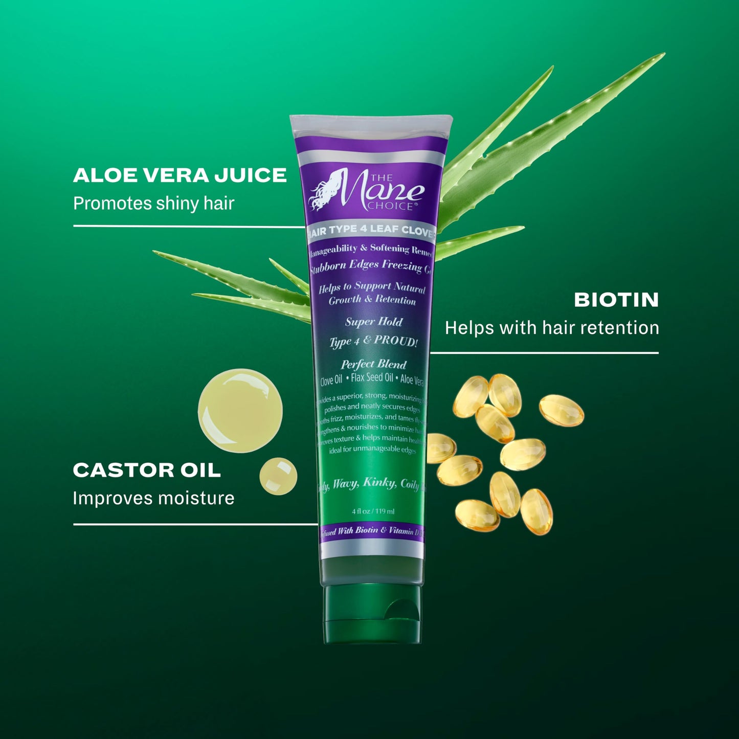 Gel réparateur contour The Mane Choice Hair Type 4 Leaf Clover (113 g), 4c, produits capillaires pour locks, cheveux bouclés, crépus et ondulés