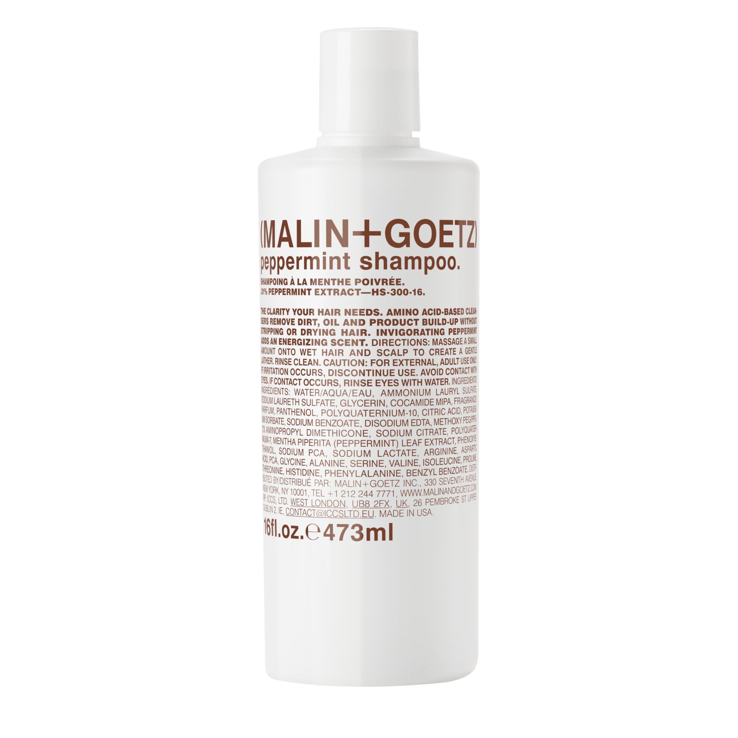 MALIN+GOETZ Shampoo Clarifying Peppermint | Daily Cleanser with Amino Acids | Vegan, Sulfate-Free & Unisex (16 Fl Oz)