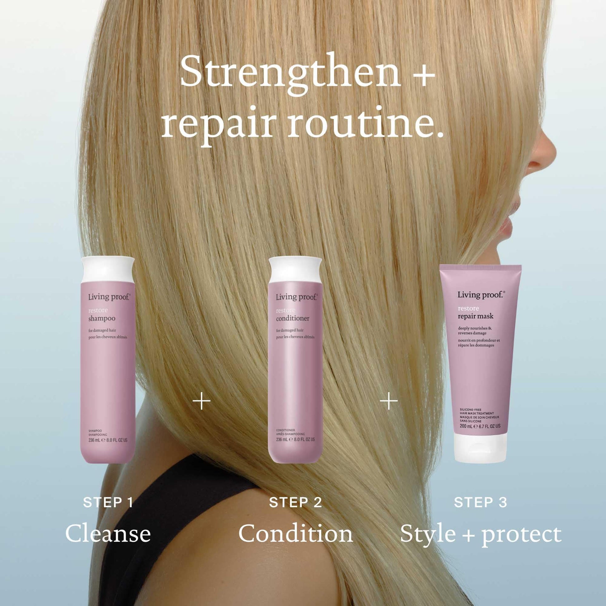 Rosy Brown Living proof Restore Shampoo & Conditioner Duo, Repairs & Strengthens, Adds Shine For All Hair Types