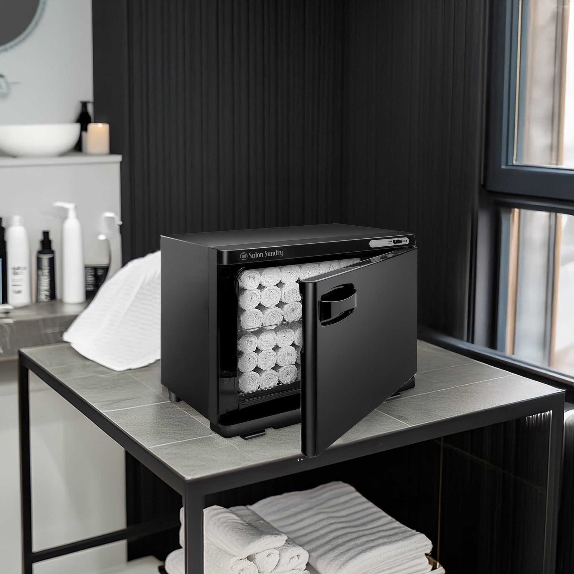 Dark Slate Gray Salon Sundry Professional High Capacity Hot Towel Warmer Cabinet - Facial Spa and Salon Equipment - Black