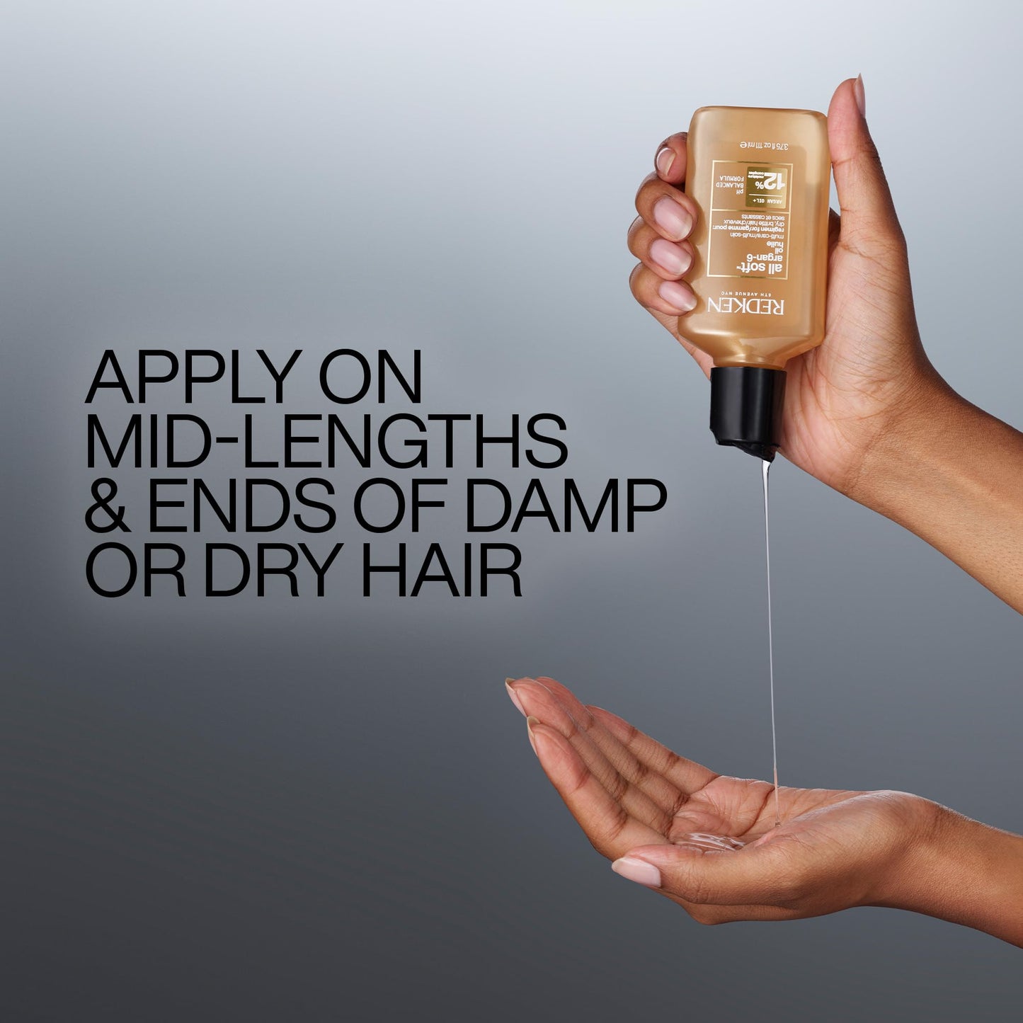 Soin capillaire Redken All Soft à l'huile d'argan pour cheveux secs : huile hydratante, nourrit les cheveux en profondeur, apporte douceur et brillance.