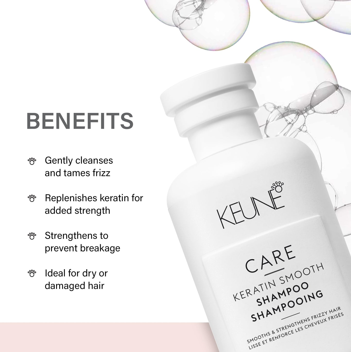 Keune Care 角蛋白顺滑洗发水，防毛躁保湿洁发乳，令秀发更顺滑，10.1 液体盎司