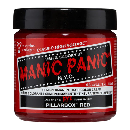 MANIC PANIC Classic Pillarbox Red Semi Permanent Hair Color - True Red Hair Dye for Women & Men That Lasts 4-6 Weeks - Vegan, Ammonia & Cruelty-Free - Create & Mix Custom Shades (4oz)