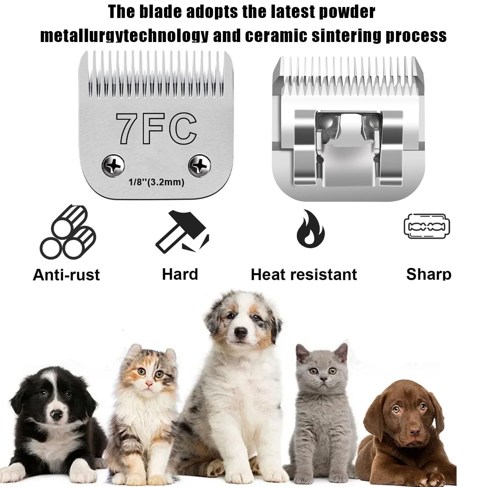 5Pack Dog Grooming Blades Compatible with Andis Dog Clippers,Dog Clipper Blades Compatible with Oster A5,Wahl km10 Dog Clippers for Animal Dog Cat Horse,Stainless-Steel Blade Sharp