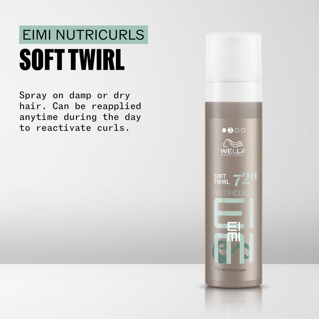 Wella Professionals EIMI Nutricurls Soft Twirl | 72H Anti-Frizz Foam | Add Volume, Light Control & Defines Waves | 6.7 Fl Oz