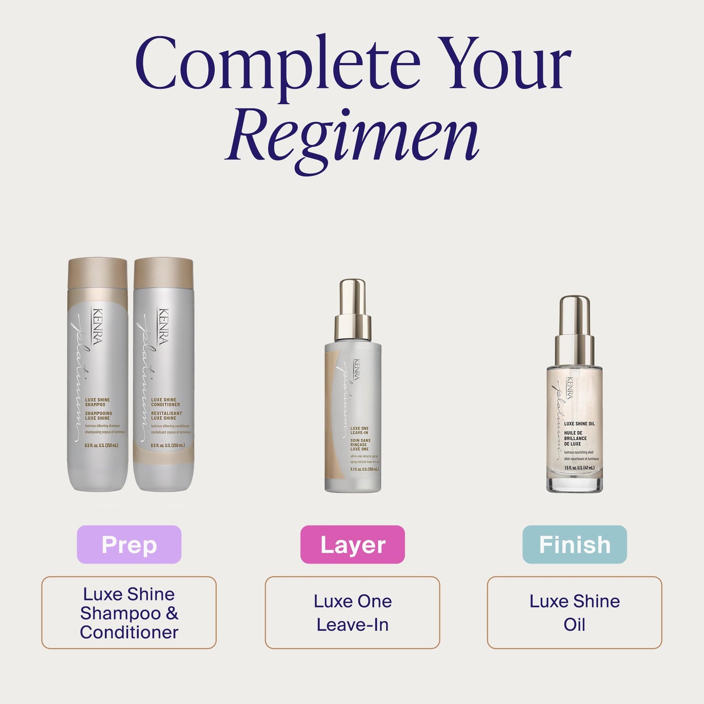 Lavender Kenra Platinum Luxe Shine Oil | Strengthens, Softens & Smooths Hair | Thermal Protection Up To 450F | Humidity Protection | Controls Frizz | 1.5 fl. Oz