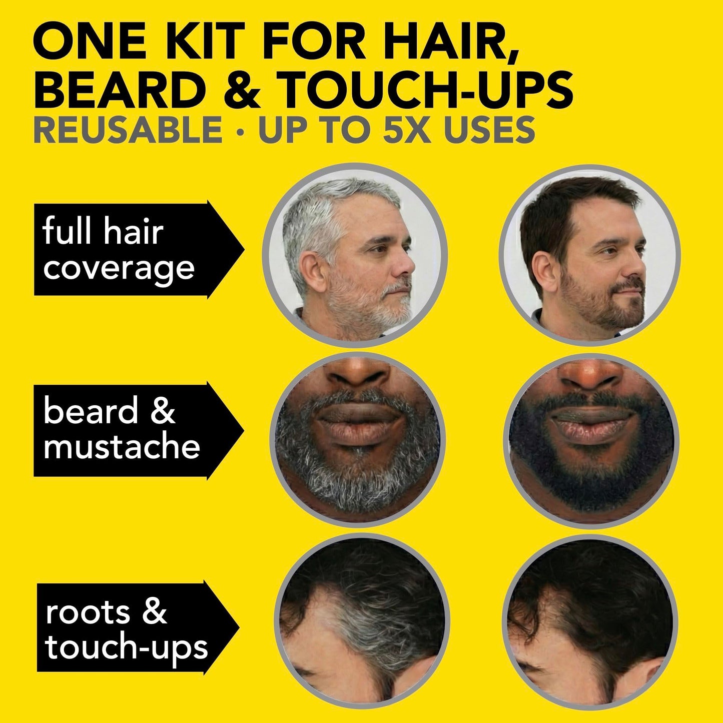 Gold Reusable Hair & Beard Dye for Men – Black 1.0 | Up to 5 Uses, 7 Minutes | Natural Gray Coverage, No-Drip Cream with SkinArmour – Cleverman