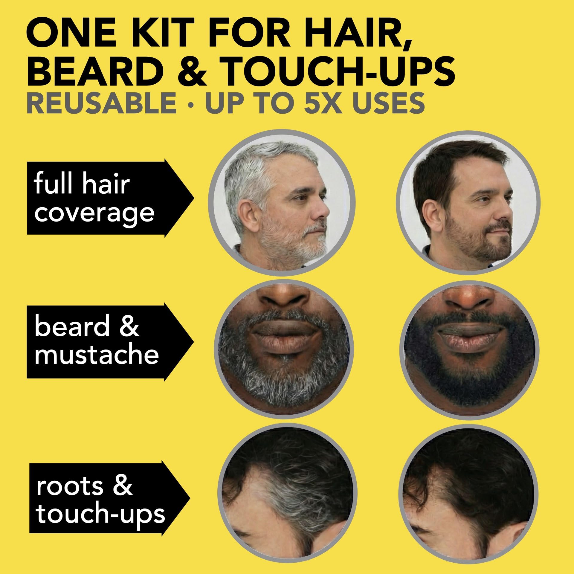 Gold Reusable Hair & Beard Dye for Men – Black 1.0 | Up to 5 Uses, 7 Minutes | Natural Gray Coverage, No-Drip Cream with SkinArmour – Cleverman