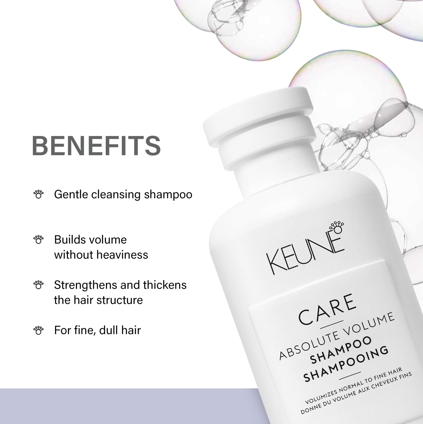 Keune Care Absolute Volume 洗发水，丰盈浓密洗发露，适合细发，10.1 液体盎司