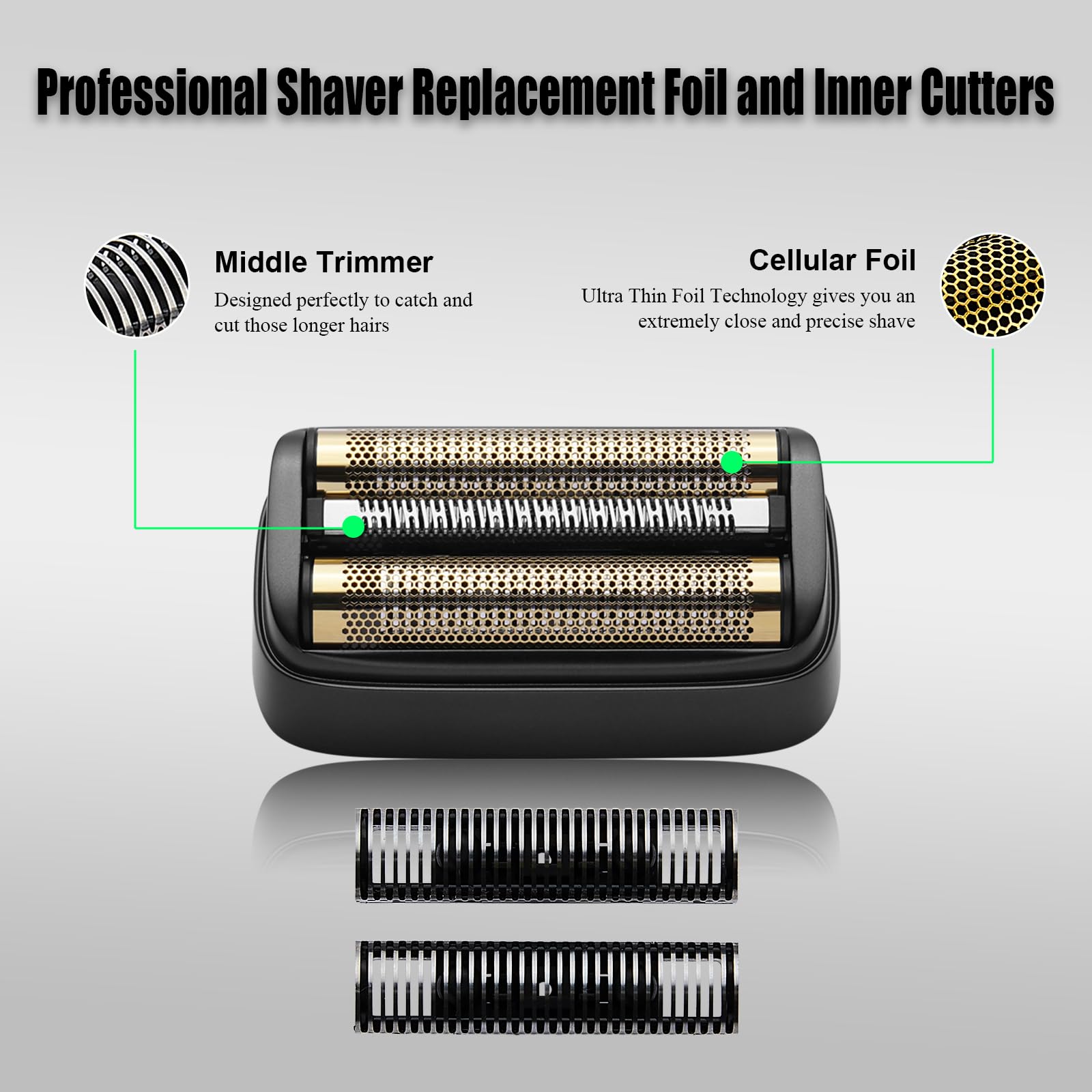 Replacement Foil & Inner Cutters Compatible with Andis 17300 reSURGE Electric Shaver, Black (2 Pack)