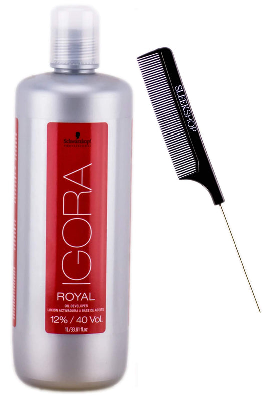 施华蔻 IGORA ROYAL 染发膏油显影剂（带光滑梳子）染发过氧化氢霜活化剂（12% / 40 容量 - 33.8 盎司/升 / 1000 毫升）