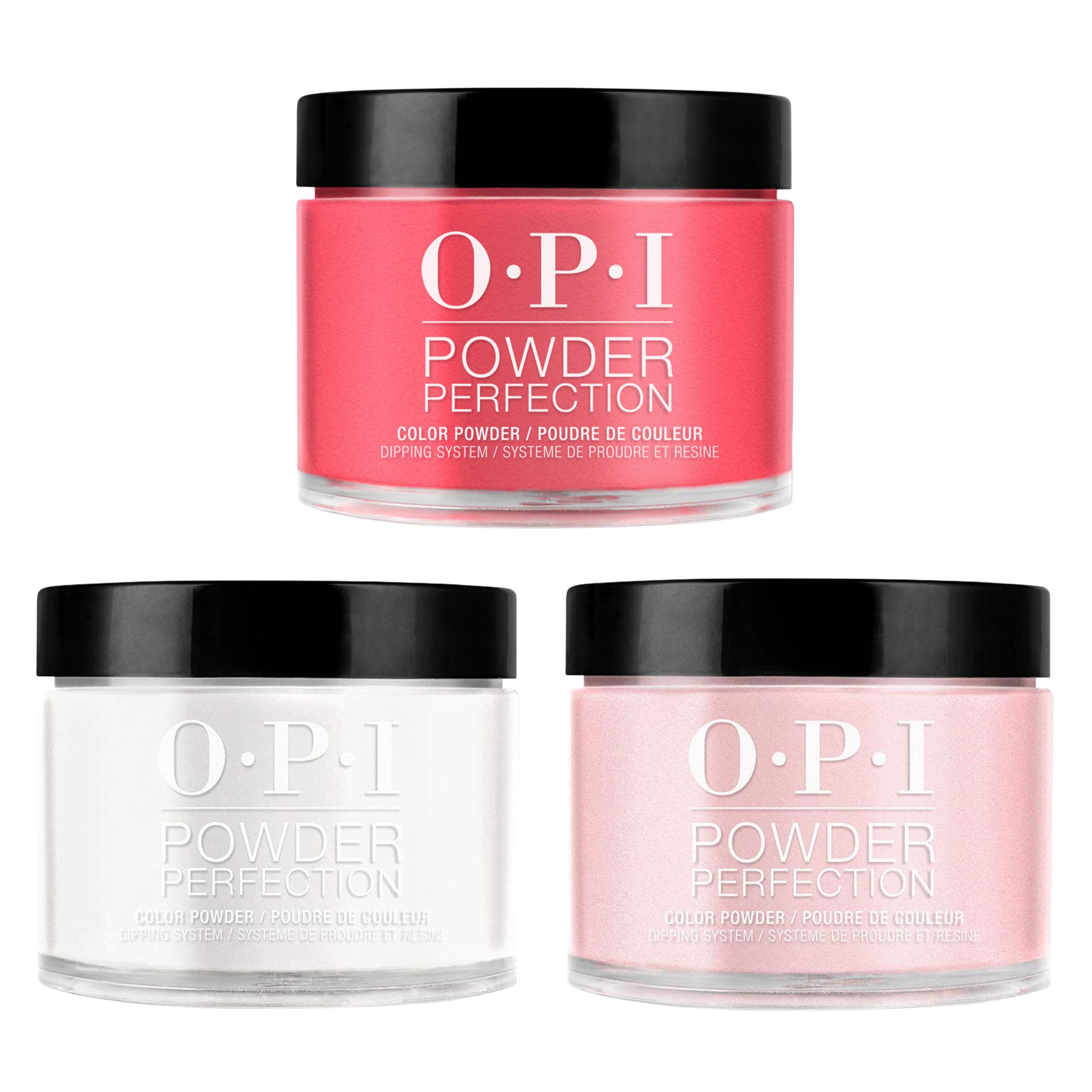 OPI Powder Perfection Iconic Shades Tio Bundle | Funny Bunny + Bubble Bath + Big Apple Red