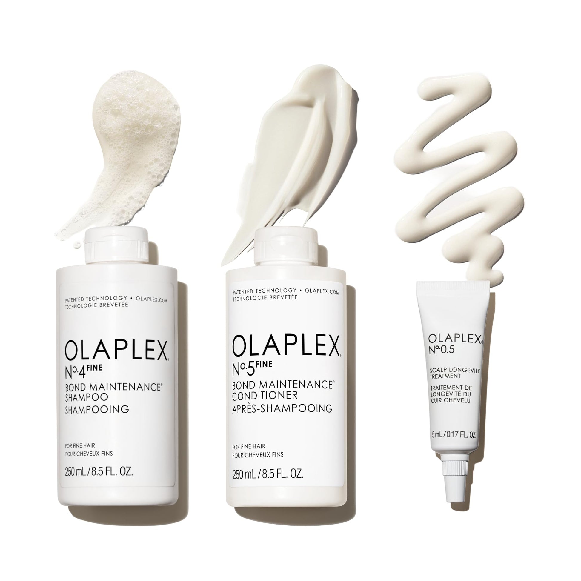White Smoke Olaplex Wash & Shine Fine Hair Kit: Nº. 4FINE, Nº. 5FINE, Nº. 0.5, Shampoo & Conditioner Set | Gently Cleanses to Volumize & Strengthen | Hydrates & Soothes Scalp | For Coily, Curly, Straight, & Wavy