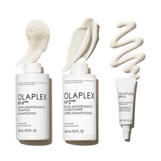 Olaplex Wash & Shine Fine Hair Kit: Nº. 4FINE, Nº. 5FINE, Nº. 0.5, Shampoo & Conditioner Set | Gently Cleanses to Volumize & Strengthen | Hydrates & Soothes Scalp | For Coily, Curly, Straight, & Wavy