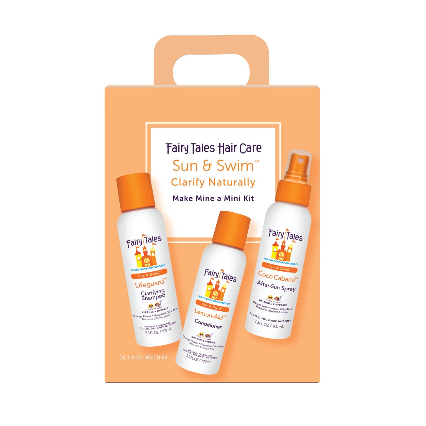 Fairy Tales Swim Shampoo, Conditioner, and Spray - Travel Pack - 3 pack (3.3 oz) | Made with Natural Ingredients in the USA | No Parabens, Sulfates, or Synthetic dyes