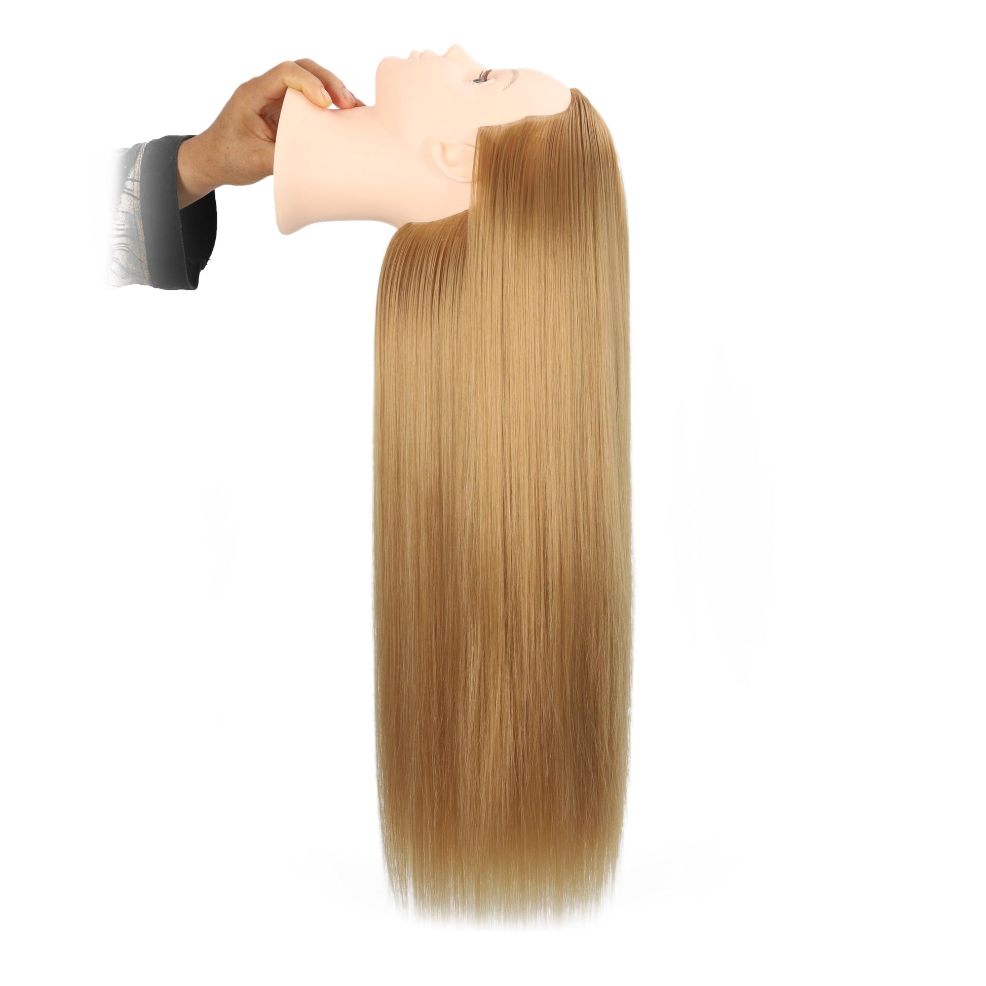 White Smoke Mannequin Head with Colorful Hair – 28" Long Straight Synthetic Hair Training Head with Clamp for Styling, Braiding, and Dye Practice (Blonde)