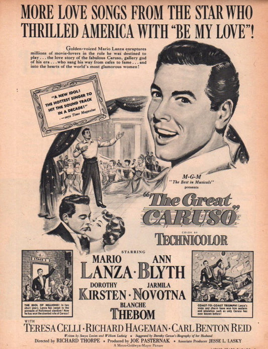 Mario Lanza Vintage ad original clipping magazine photo 1pg 8x10 #Q9186