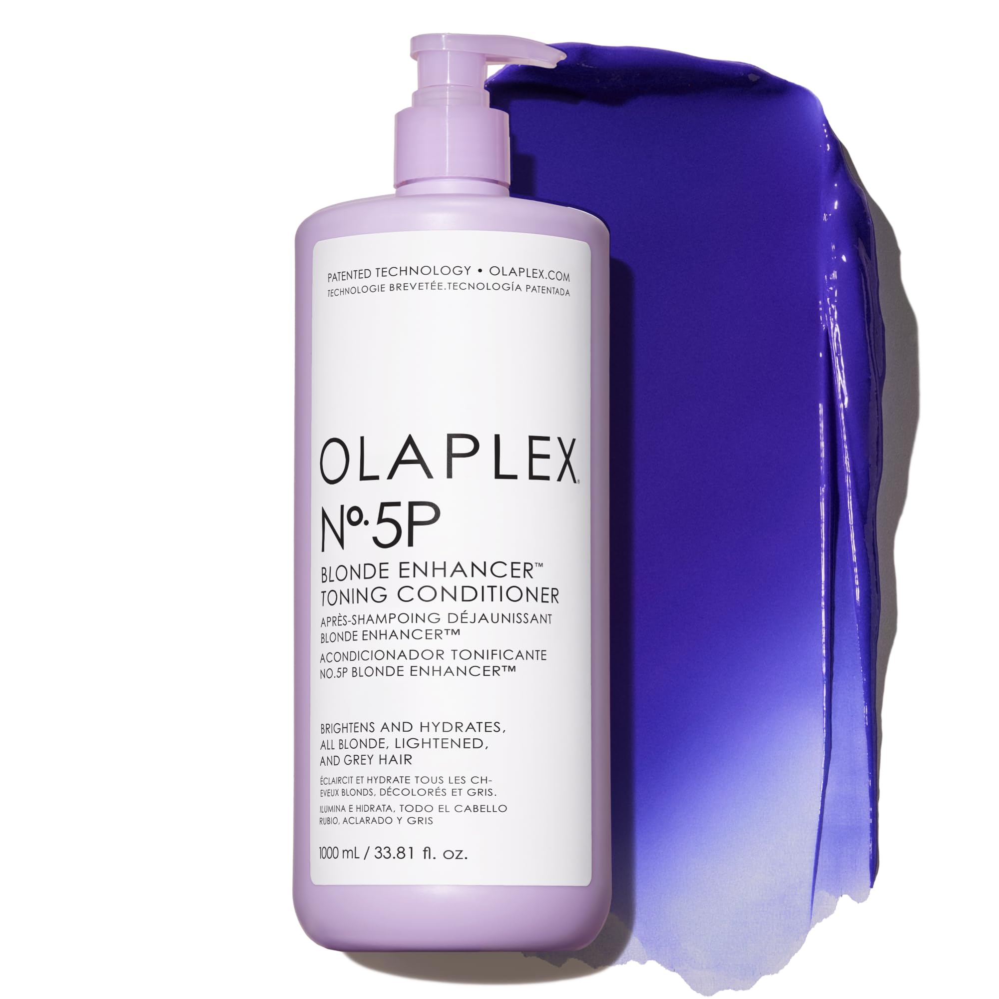 Olaplex Nº. 5P Blonde Enhancer Purple Toning Conditioner: Neutralizes Brassiness & Strengthen | Repairs Damages & Hydrates Hair | For Coily, Curly, Straight, and Wavy, 1000 mL / 33.8 Fl Oz