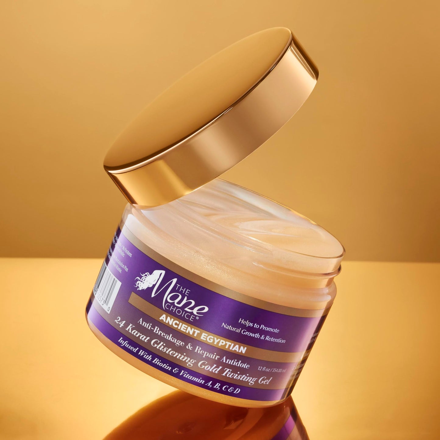 The Mane Choice Gel capillaire torsadé anti-casse et réparateur égyptien antique à l'or 24 carats, définition et brillance pour cheveux secs, abîmés, colorés ou traités chimiquement, combat les pointes fourchues, 340 g