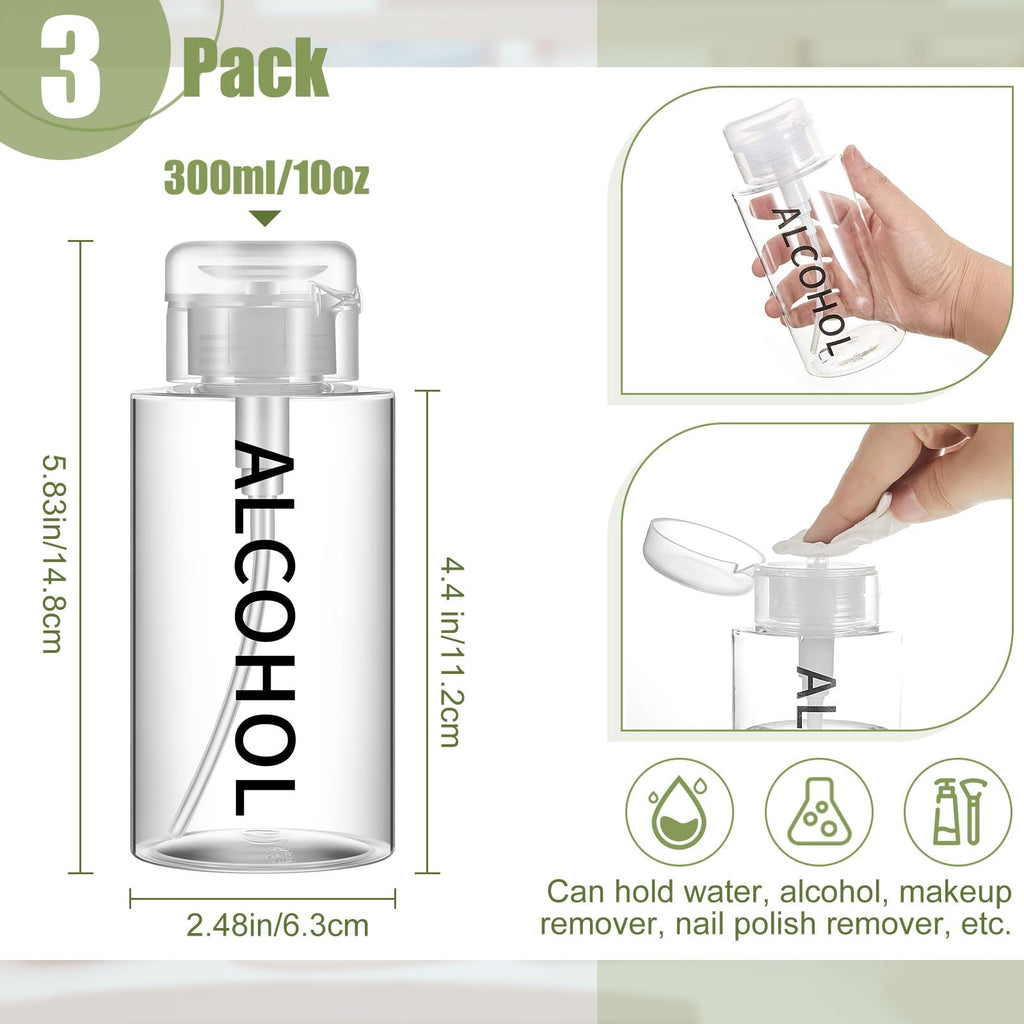 Layhit 3 Pcs 10 oz Alcohol Pump Dispenser Bottles Alcohol Push Down Li ...