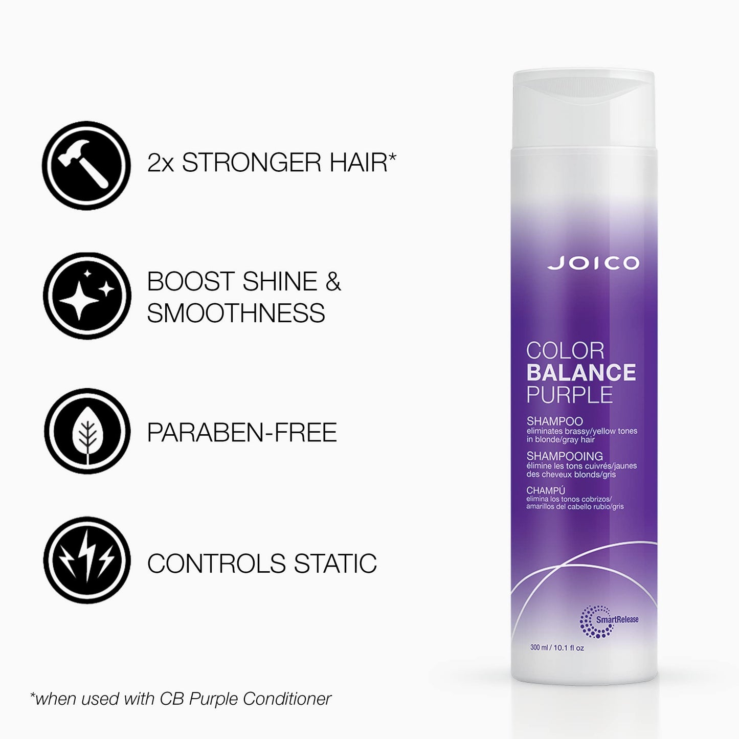 Joico 色彩平衡紫色洗发水和护发素套装 | 消除黄铜色和黄色调 | 适合冷金色或灰色头发