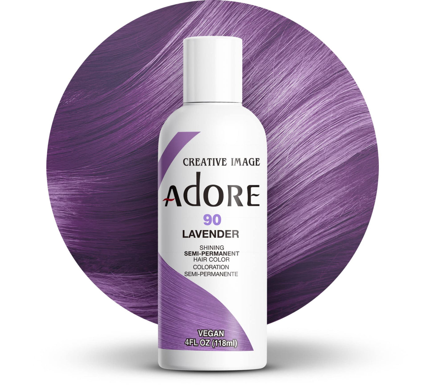 Adore Semi Permanent Hair Color - Vegan and Cruelty-Free Hair Dye - 4 Fl Oz - 090 Lavender (Pack of 1)