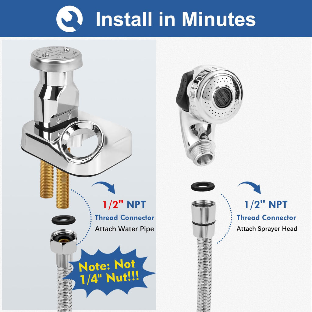 LukLoy Shampoo Bowl Sprayer Hose Replacement, 1/2" Nut Professional Salon Sink Stainless Steel Hose for Sink Shampoo Bed