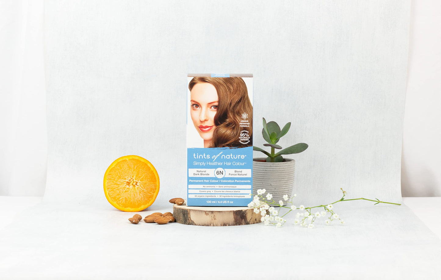 Tints of Nature 6N Natural Dark Blonde Permanent Hair Dye, Nourishes Hair and Covers Greys, Ammonia-Free, 4.4 fl oz