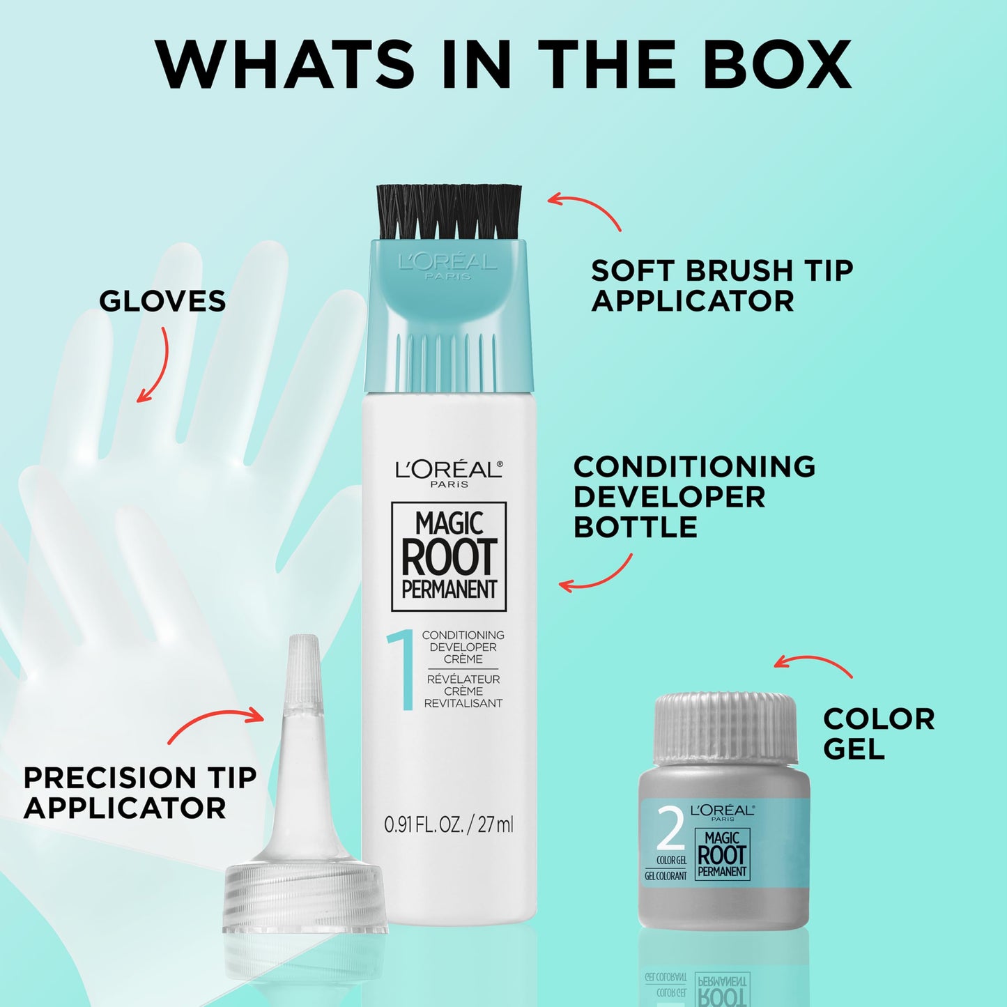Pale Turquoise L’Oréal Paris Magic Root Permanent Hair Color, 10 Minute Root Coloring Kit with 100% Gray Hair Coverage, 4 Dark Brown, 2 Count