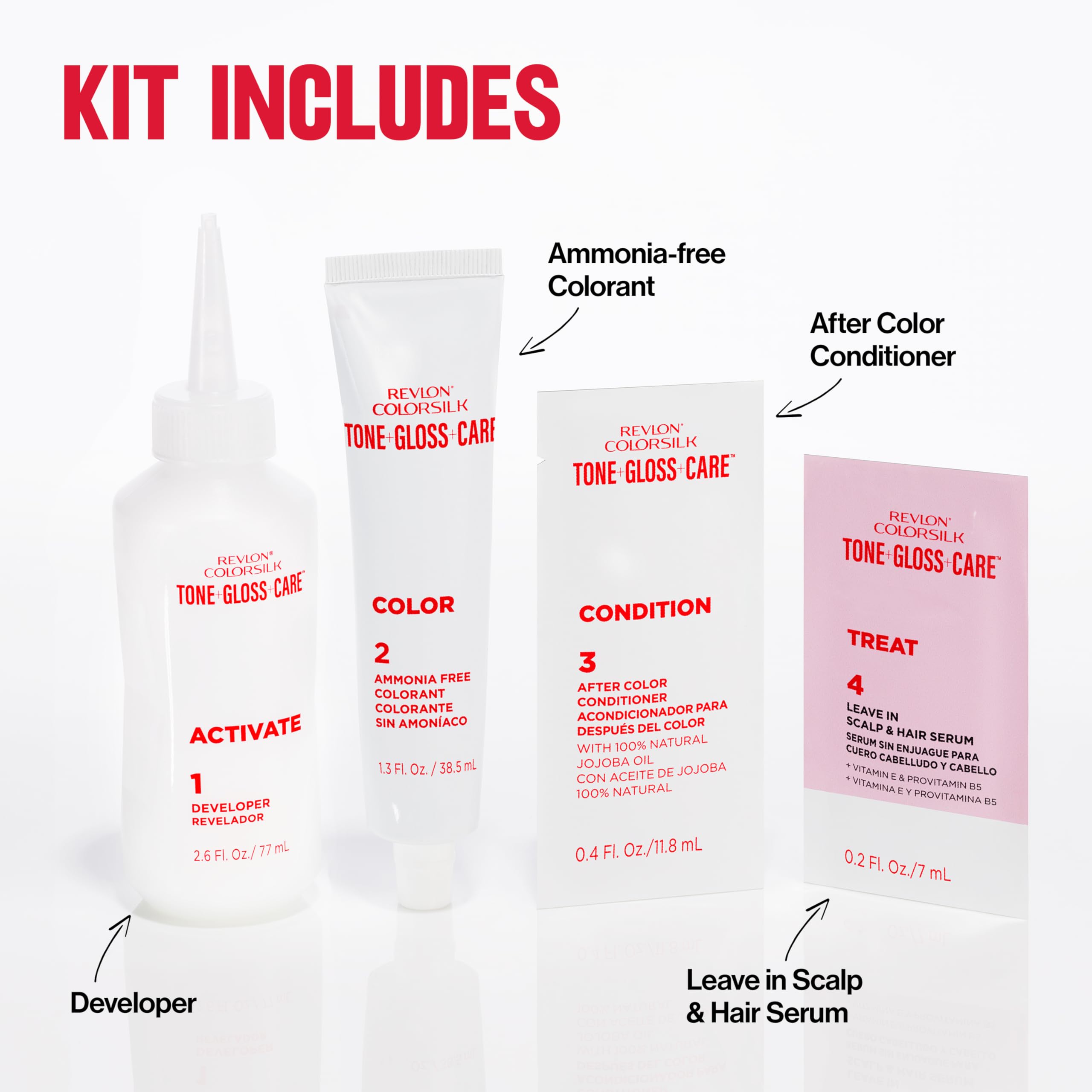 Revlon ColorSilk Tone + Gloss + Care Demi Permanent Hair Color, Dye Kit with Leave-In Scalp and Haircare Serum, 2x Shinier, 4x Stronger, 5RR Medium Red, 4.5 fl oz