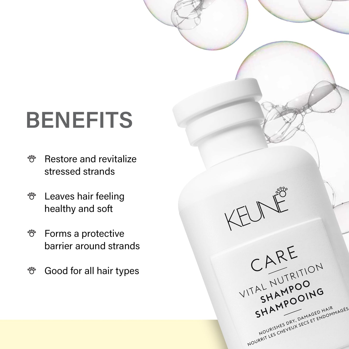 Keune Care Vital Nutrition 洗发水，强效滋养保湿洗发水，适用于干燥或受损发质，10.1 液体盎司