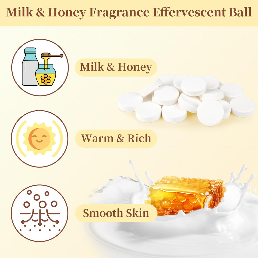 RAQEHO Manicure Spa Tablets 8oz - Milk & Honey Soak Balls, Moisturizing Tablets, Cuticle Softener for Foot and Hand Soak Pedicure Spa Supplies Manicure Tools Nail Salon & Tavel Esenntial（40count）