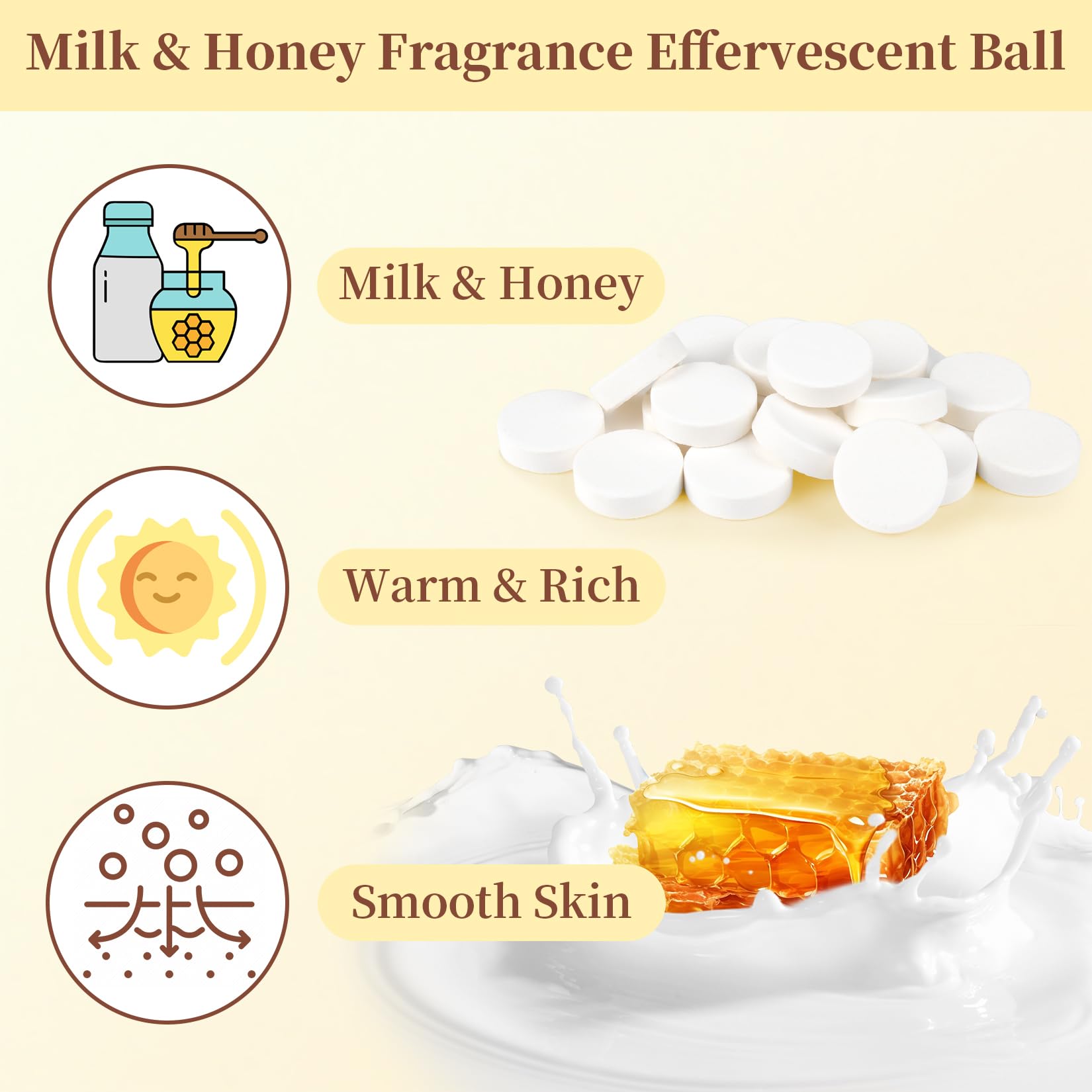 RAQEHO Manicure Spa Tablets 8oz - Milk & Honey Soak Balls, Moisturizing Tablets, Cuticle Softener for Foot and Hand Soak Pedicure Spa Supplies Manicure Tools Nail Salon & Tavel Esenntial（40count）