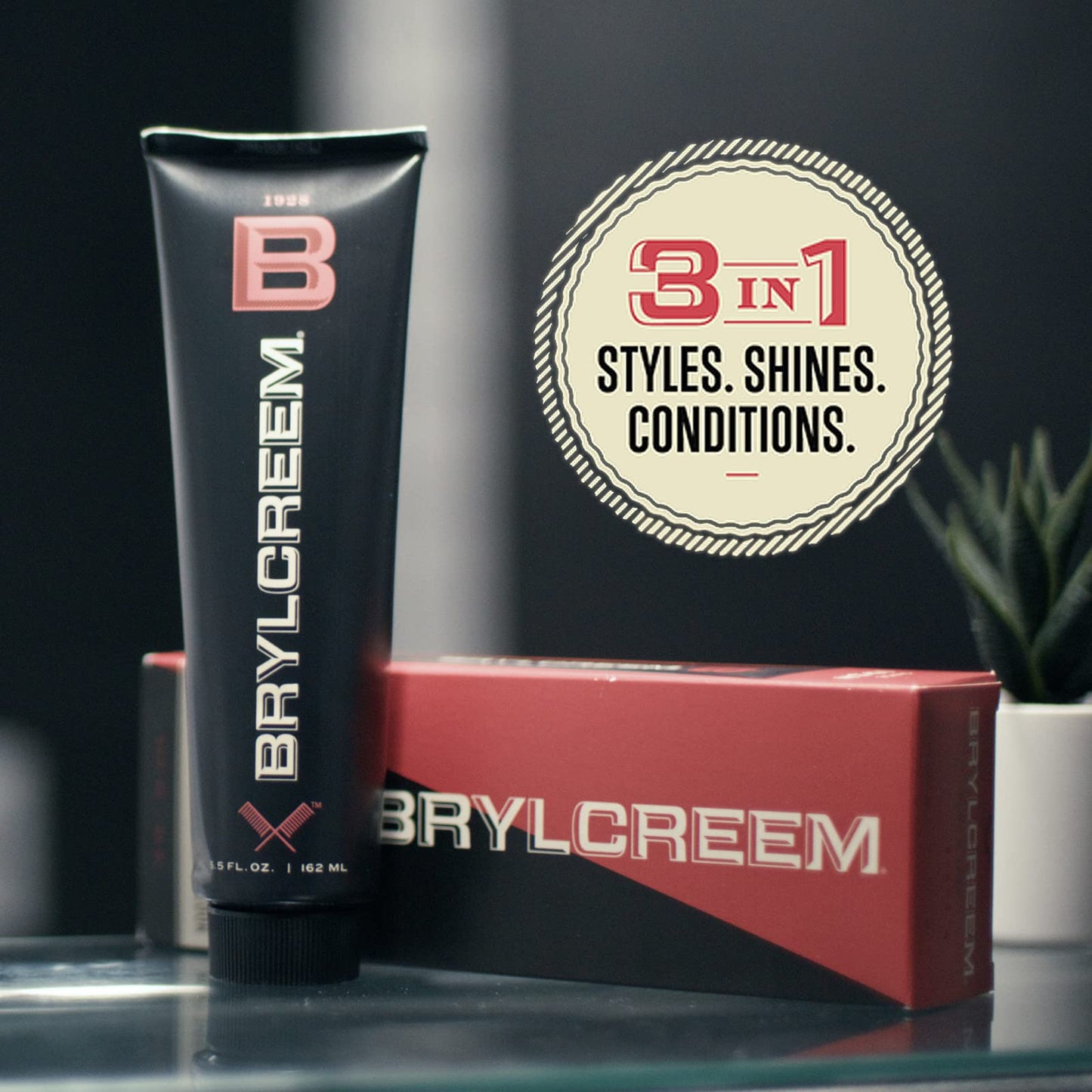 Brylcreem 3-in-1 Original High Shine Men's Hair Cream for Styling, Strengthening, and Conditioning, Alcohol-Free, 5.5 Ounce
