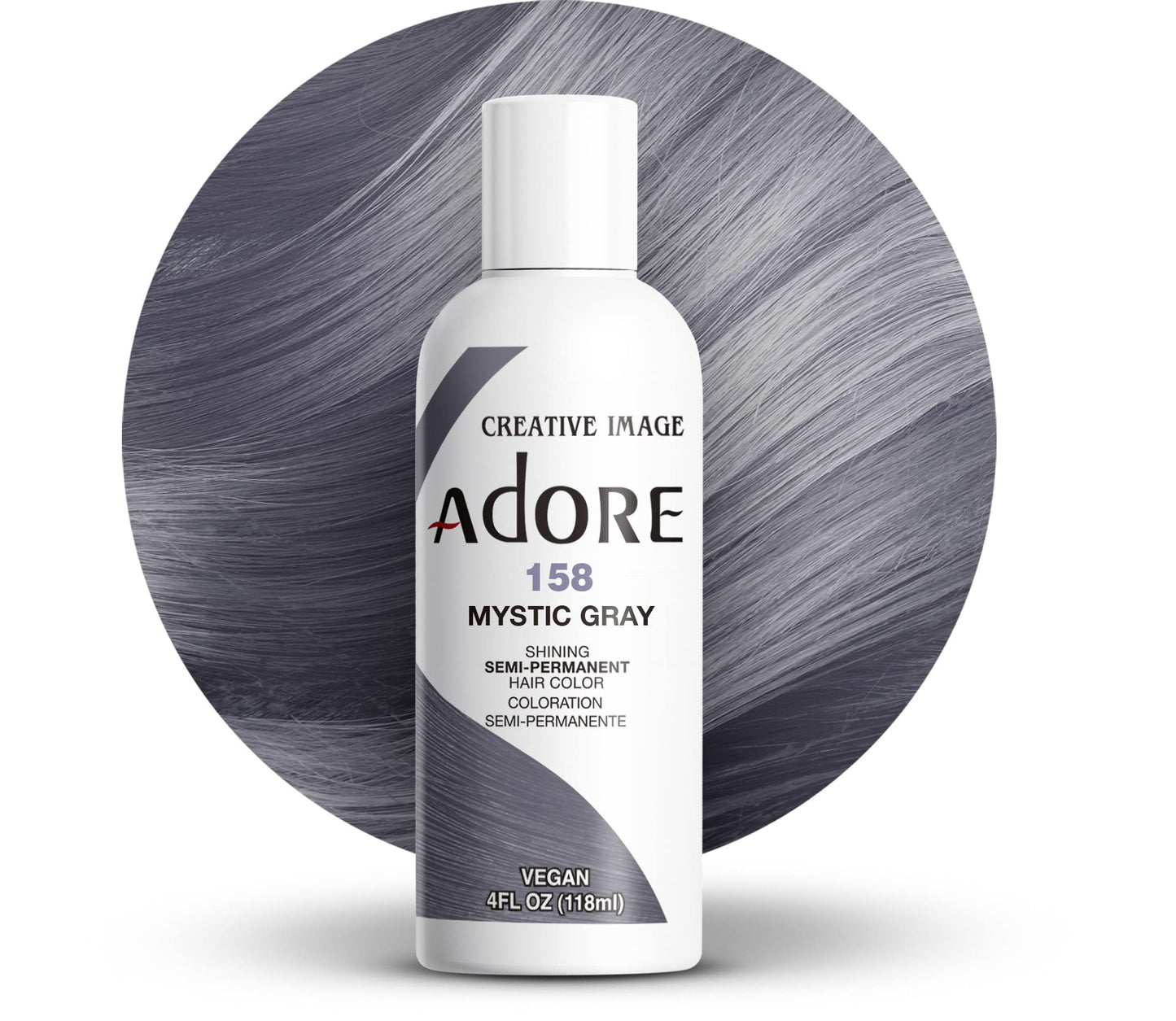 Adore Semi Permanent Hair Color - Vegan and Cruelty-Free Hair Dye - 4 Fl Oz - 158 Mystic Gray (Pack of 1)