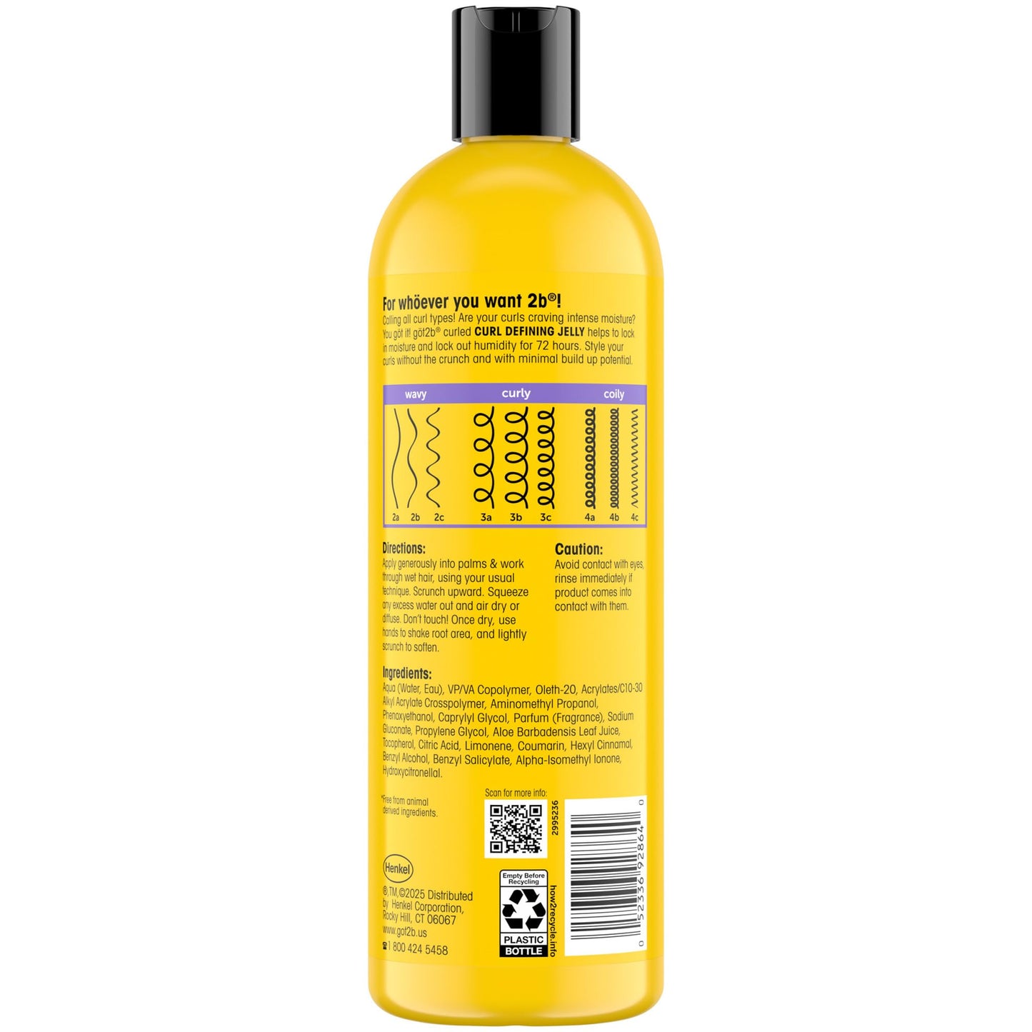 Got2B Curled Curl Defining Jelly, 15 Fl Oz, Curl Gel with 72-Hour Frizz Control, Locks in Moisture for Wavy, Curly & Coily Hair, Light Hold, No Crunch Vegan Formula with Vitamin E and Argan Oil