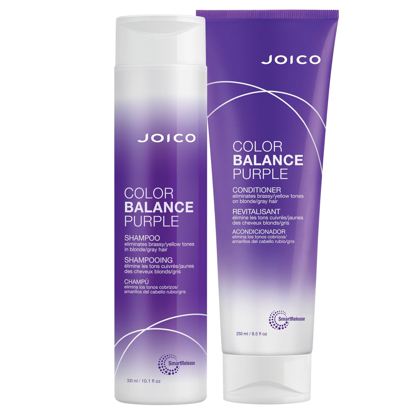 Joico 色彩平衡紫色洗发水和护发素套装 | 消除黄铜色和黄色调 | 适合冷金色或灰色头发