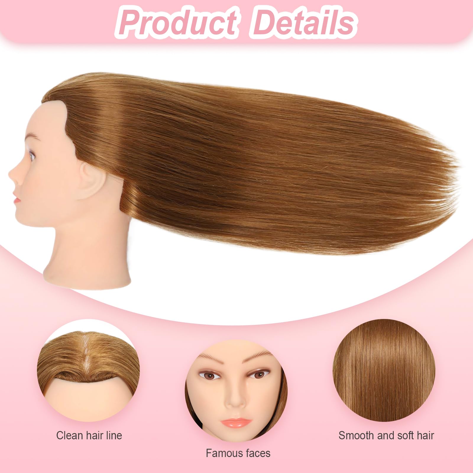 ZOMOI Mannequin Head, Mannequin Head Human Hair, 80% Real Hair for Hairdresser Practice Cutting Braiding Hair Styling with Clamp Holder and Tools