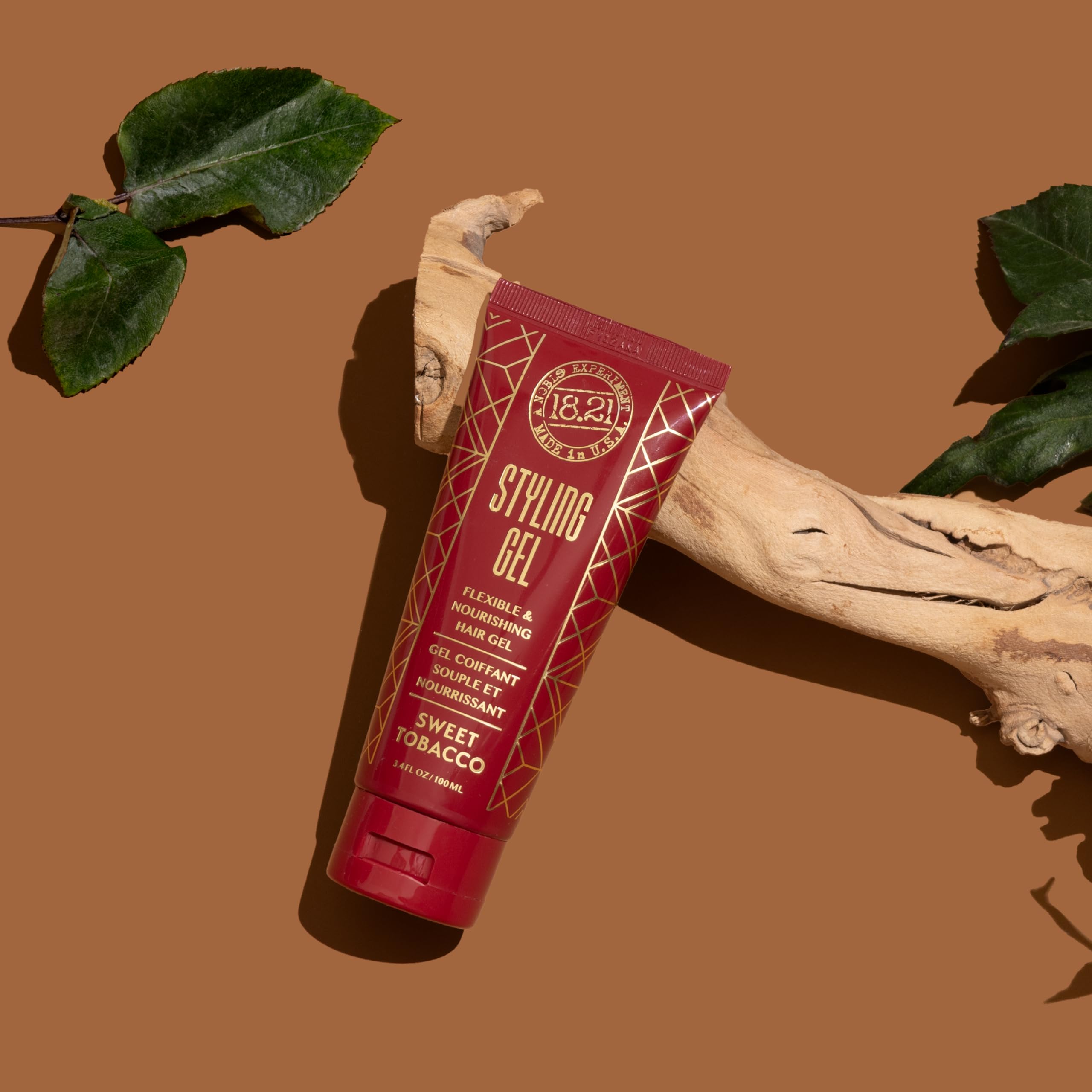 18.21 Man Made Hair Styling Gel for Men, Weightless All-Day Flexible Hold, 3oz. Original Sweet Tobacco Scent