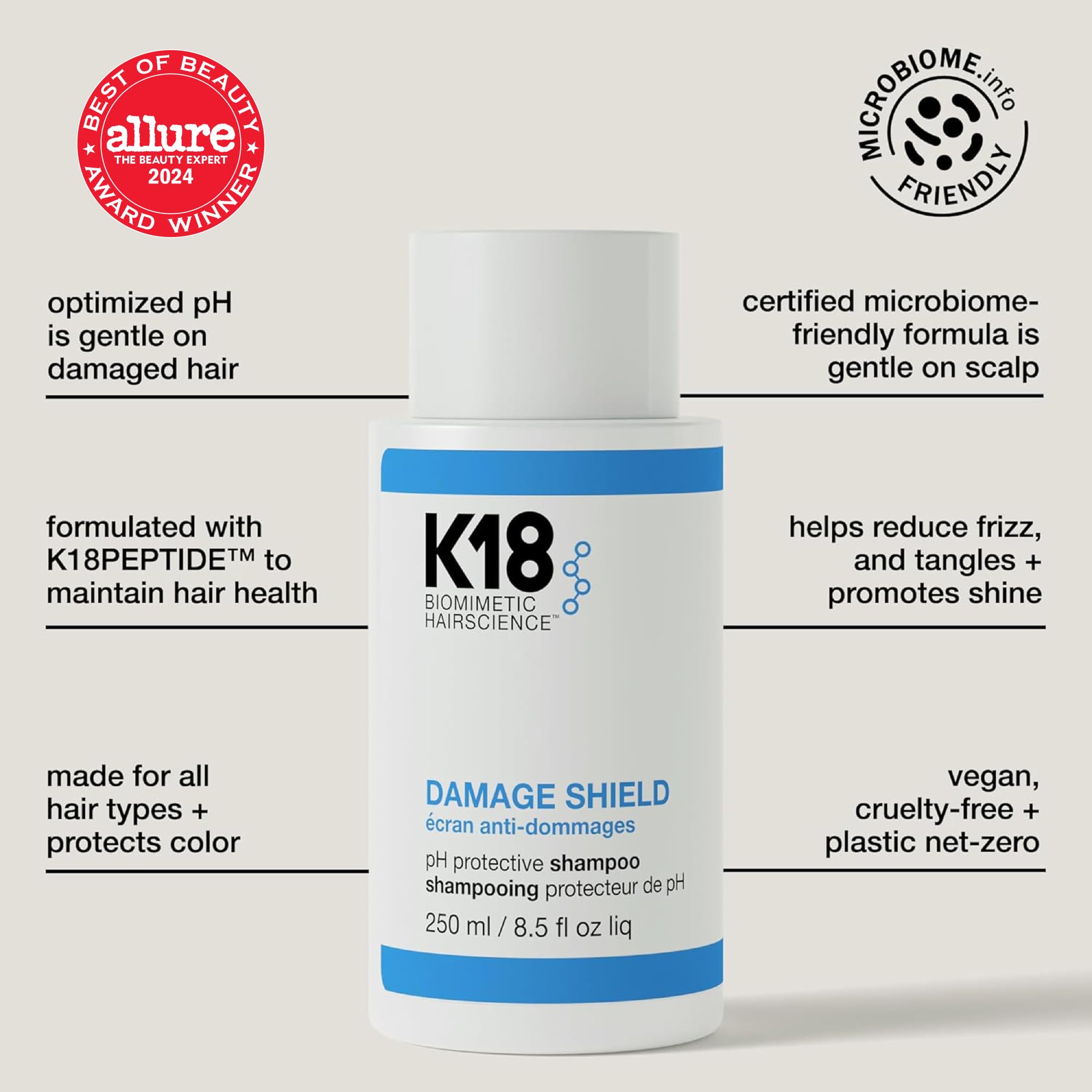 K18 Damage Control Trio, Damage Shield Shampoo + Conditioner + 4-Minute Molecular Repair Hair Mask, Lasting Damage Repair, Color-Safe Shampoo