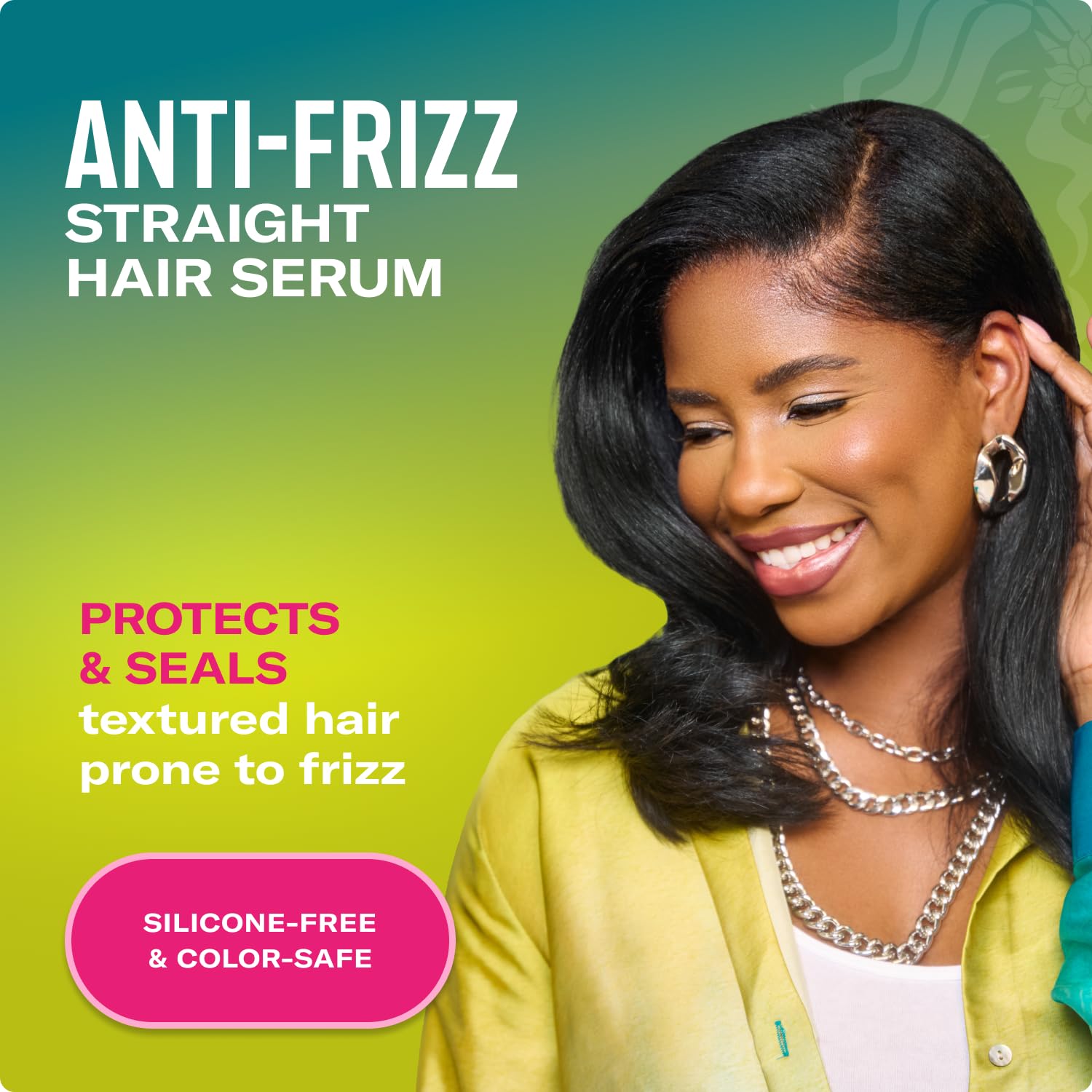 Goldenrod Mielle Organics Avocado & Tamanu Anti-Frizz Hair Serum - Stay Straight Smoothing Treatment & Heat Protectant for Textured Strands - Humidity Shield, Shine Enhancer for Lasting Straight Hair Looks, 6oz