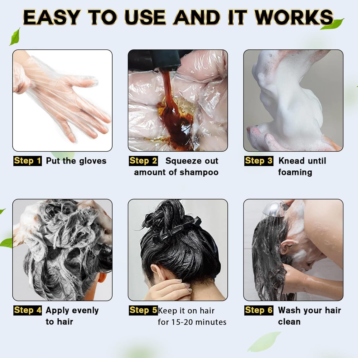 IIIMEIDU Hair Dye Shampoo for Gray Hair, 3 in 1 Herbal Ingredients Natural Dye for Women Men, Grey Coverage 500ml Chestnut Brown 1